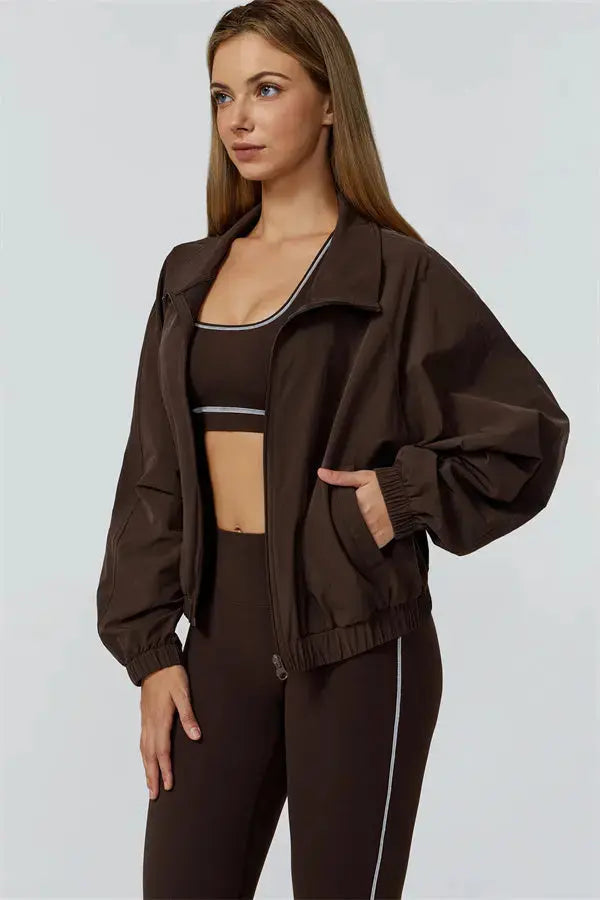 The Venus Zip Jacket Sports Bra Leggings 3-Piece Set Fitglutes Activewear Gymwear Sportswear & Workout Clothes