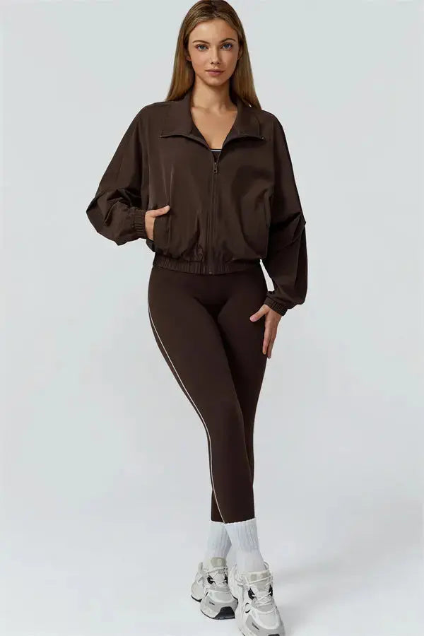 The Venus Zip Jacket Sports Bra Leggings 3-Piece Set Fitglutes Activewear Gymwear Sportswear & Workout Clothes