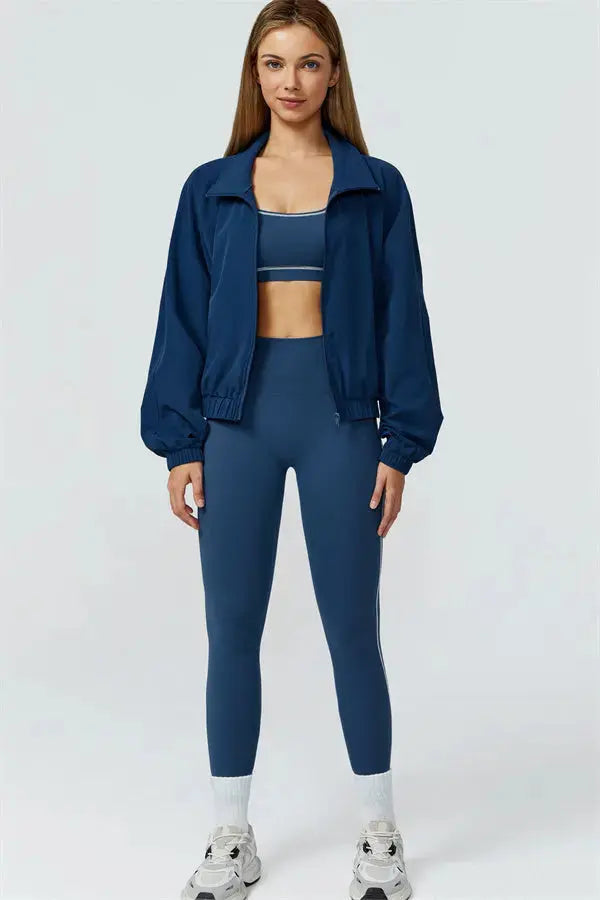 The Venus Zip Jacket Sports Bra Leggings 3-Piece Set Fitglutes Activewear Gymwear Sportswear & Workout Clothes