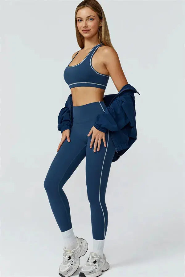 The Venus Zip Jacket Sports Bra Leggings 3-Piece Set Fitglutes Activewear Gymwear Sportswear & Workout Clothes