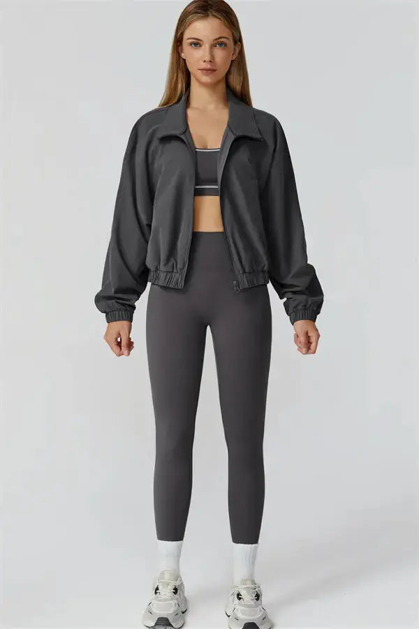 The Venus Zip Jacket Sports Bra Leggings 3-Piece Set Fitglutes Activewear Gymwear Sportswear & Workout Clothes