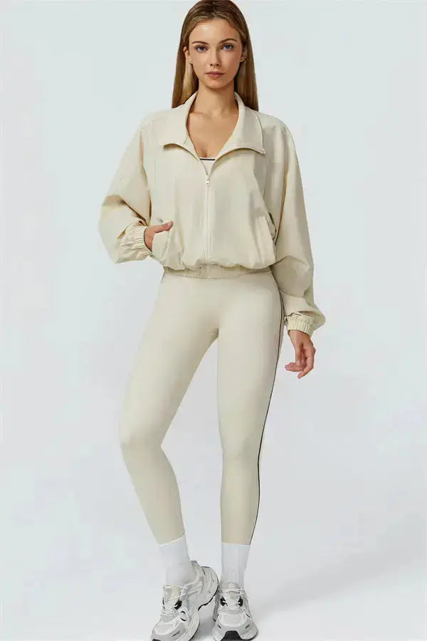 The Venus Zip Jacket Sports Bra Leggings 3-Piece Set Fitglutes Activewear Gymwear Sportswear & Workout Clothes
