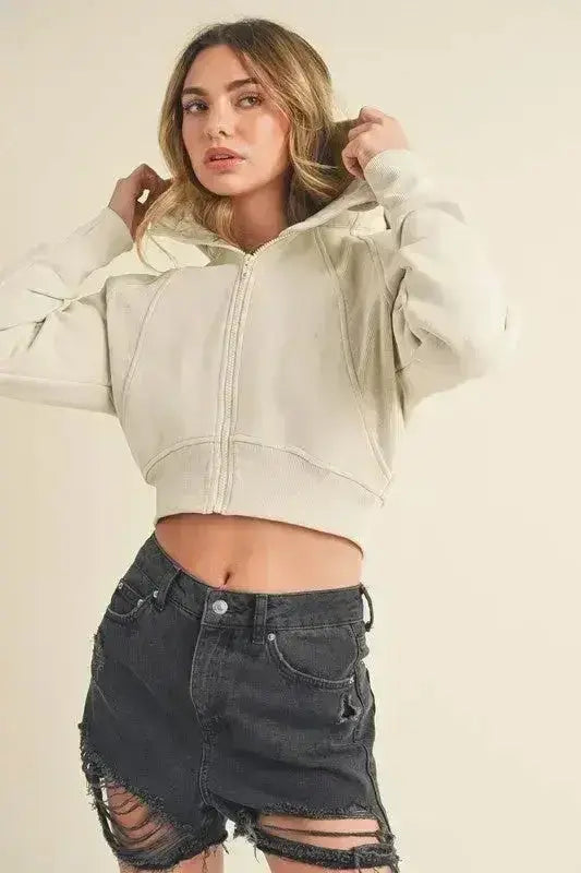 Flairé™ Cropped Zip Up Hoodie Femstylo