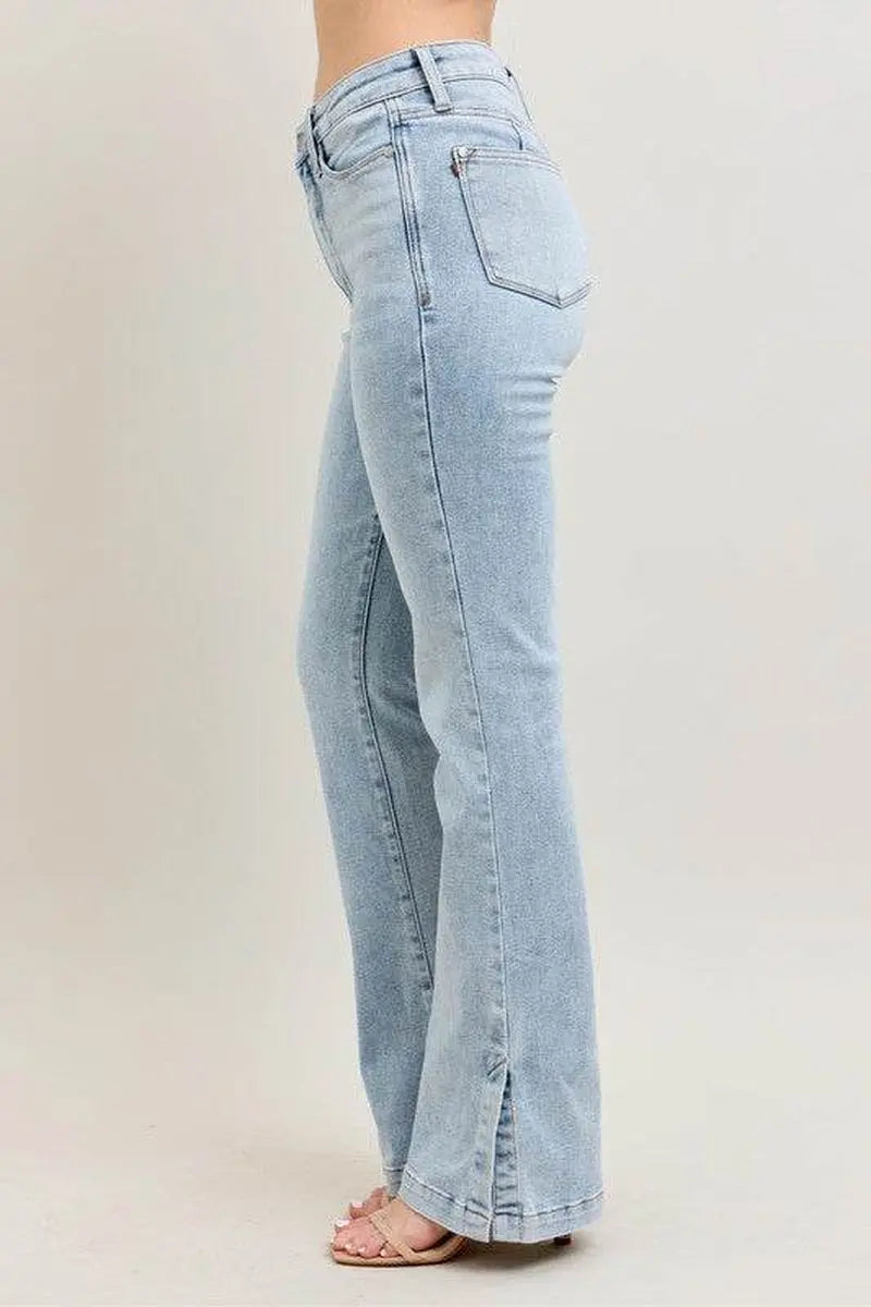 Judy Blue Full Size Tummy Control Vintage Wash Side Slit Slim Boot Jeans plus Size