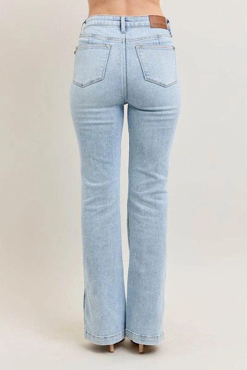 Judy Blue Full Size Tummy Control Vintage Wash Side Slit Slim Boot Jeans plus Size