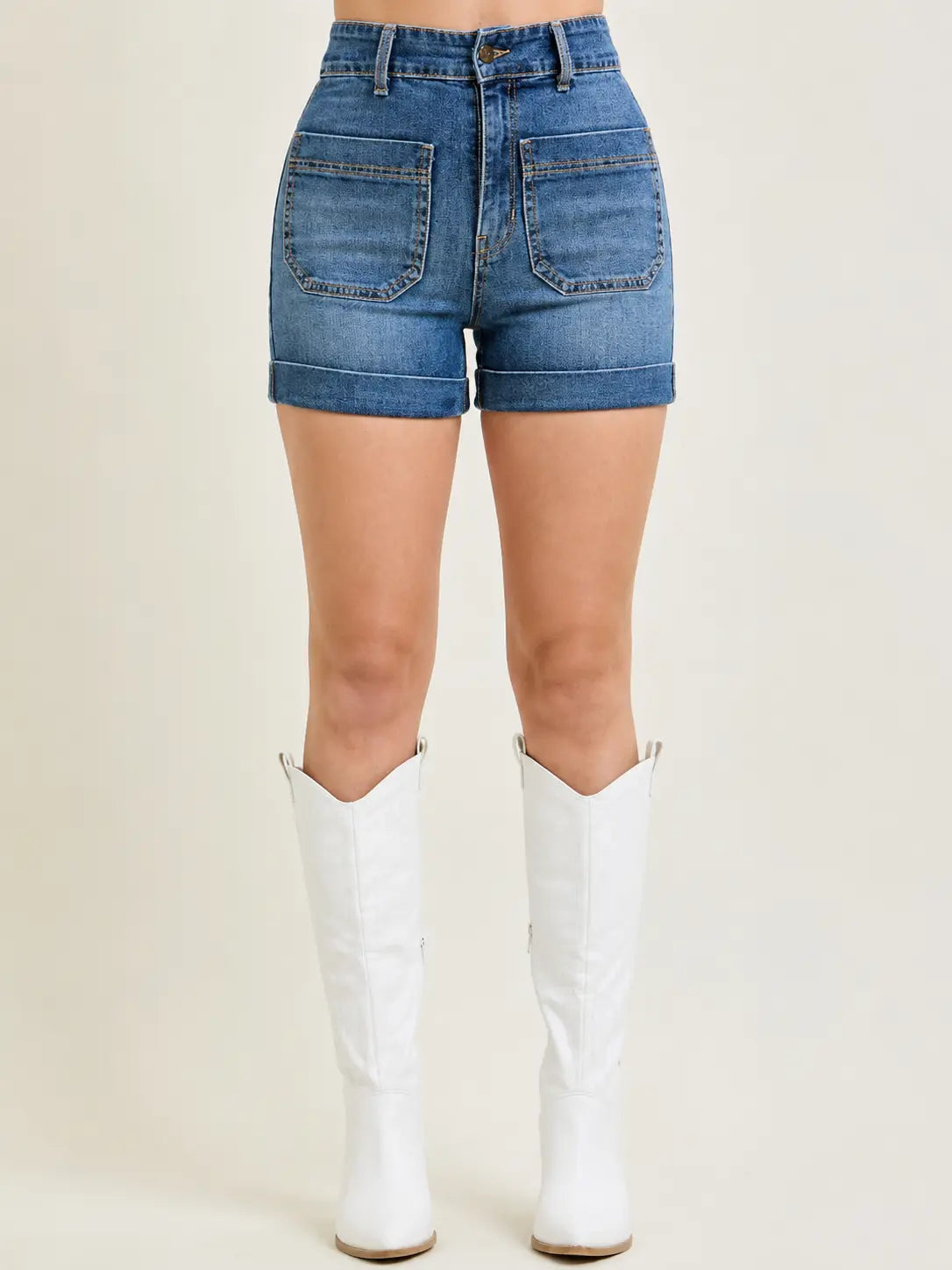 Flairé™ High Waisted Denim Shorts | Dark Wash Shorts Hypes Inventory