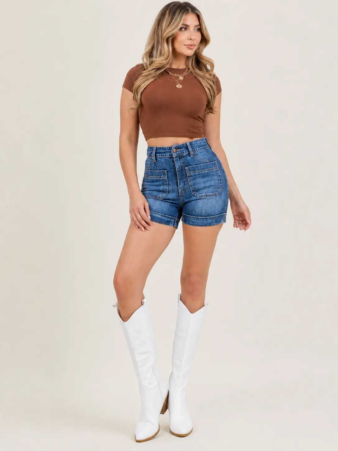 Flairé™ High Waisted Denim Shorts | Dark Wash Shorts Hypes Inventory