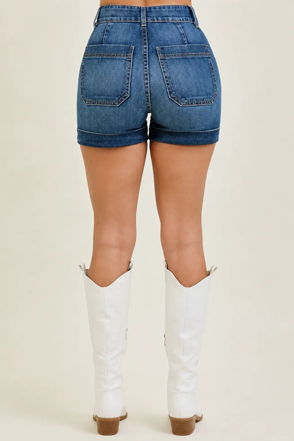 Flairé™ High Waisted Denim Shorts | Dark Wash Shorts Hypes Inventory