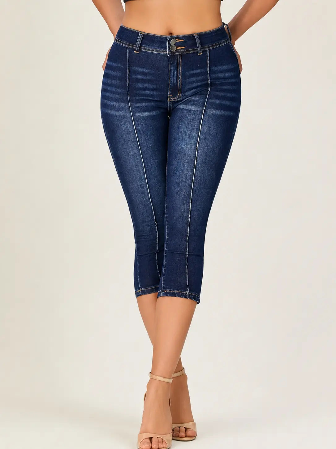 Flairé™ Mid Rise Skinny Capri Jeans – Stretchy Front Seam Denim Hypes Inventory