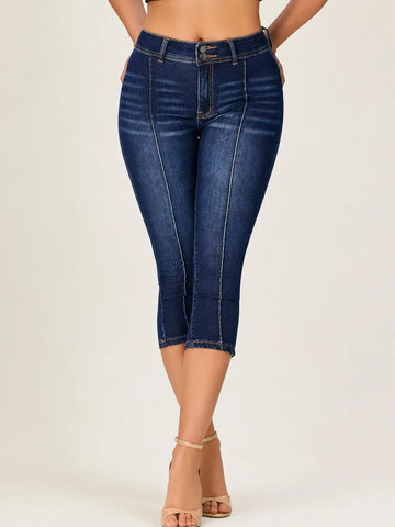 Flairé™ Mid Rise Skinny Capri Jeans – Stretchy Front Seam Denim Hypes Inventory