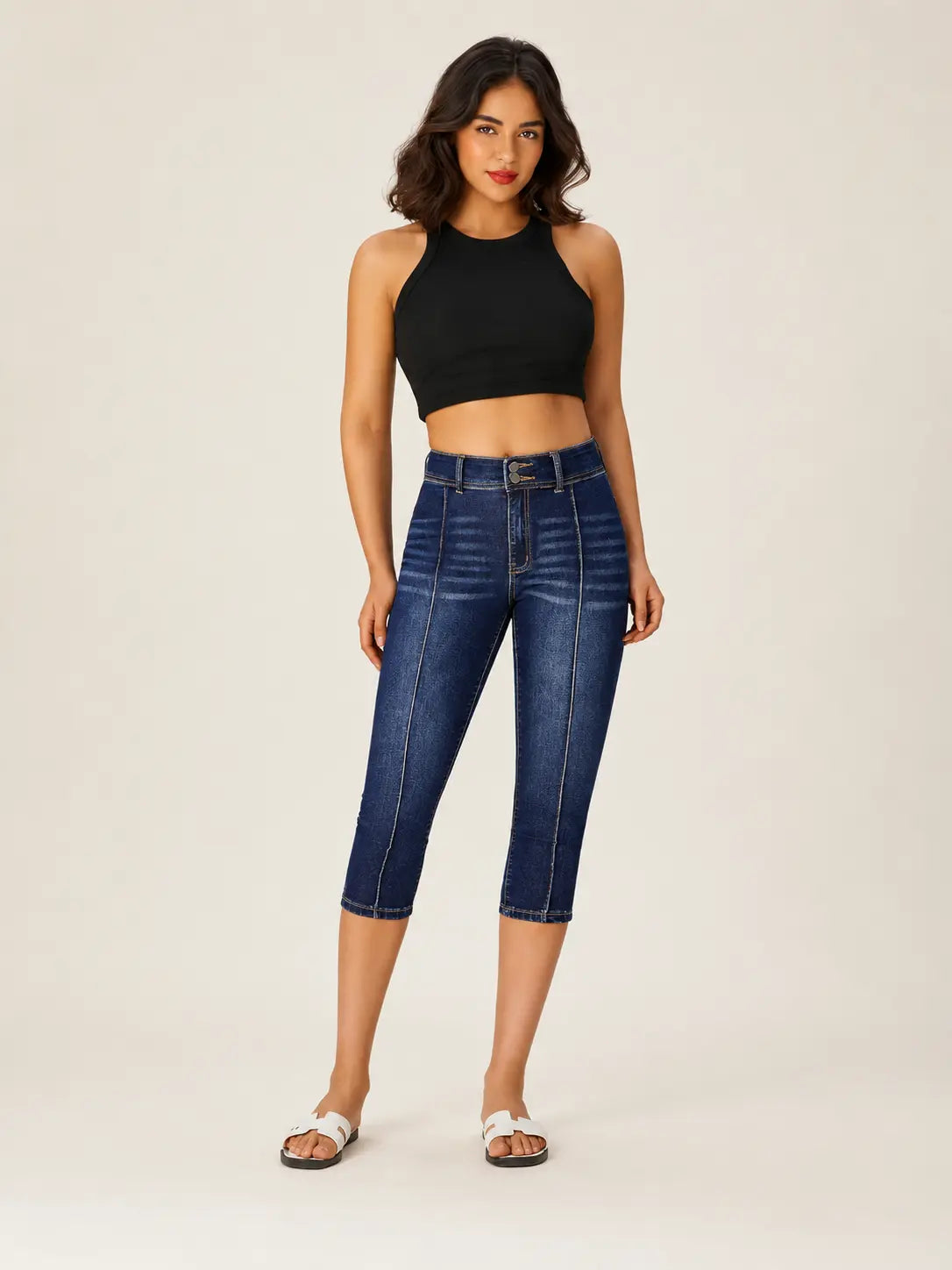 Flairé™ Mid Rise Skinny Capri Jeans – Stretchy Front Seam Denim Hypes Inventory