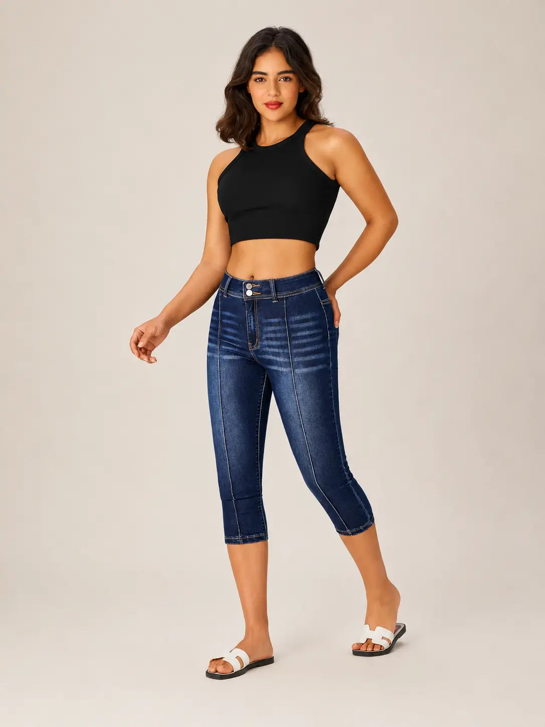 Flairé™ Mid Rise Skinny Capri Jeans – Stretchy Front Seam Denim Hypes Inventory