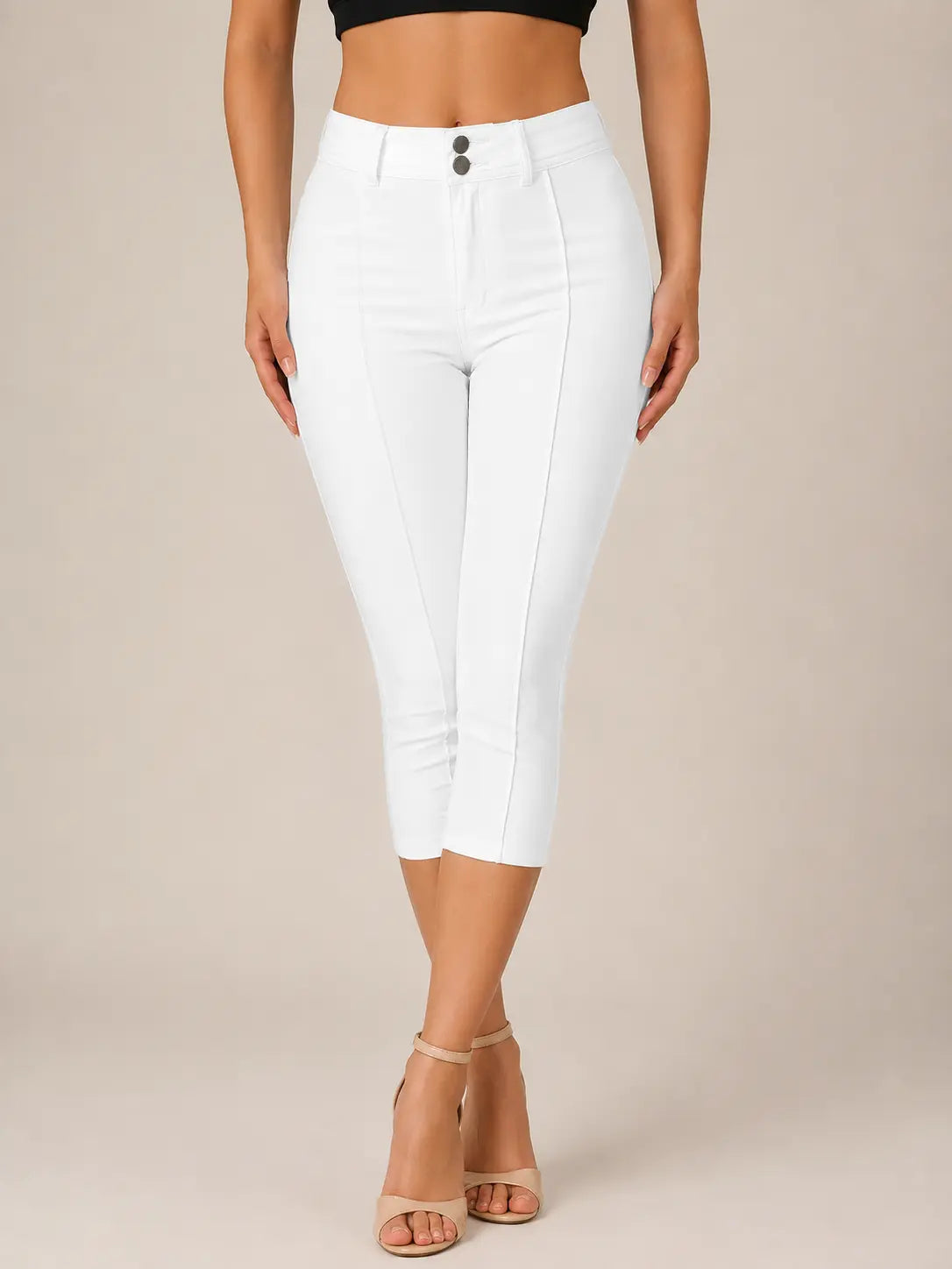 Flairé™ Mid Rise Skinny Capri Jeans – Stretchy Front Seam Denim Hypes Inventory