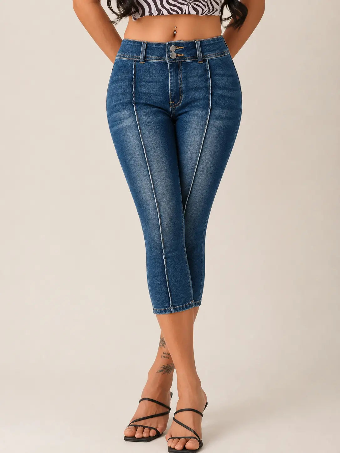Flairé™ Mid Rise Skinny Capri Jeans – Stretchy Front Seam Denim Hypes Inventory