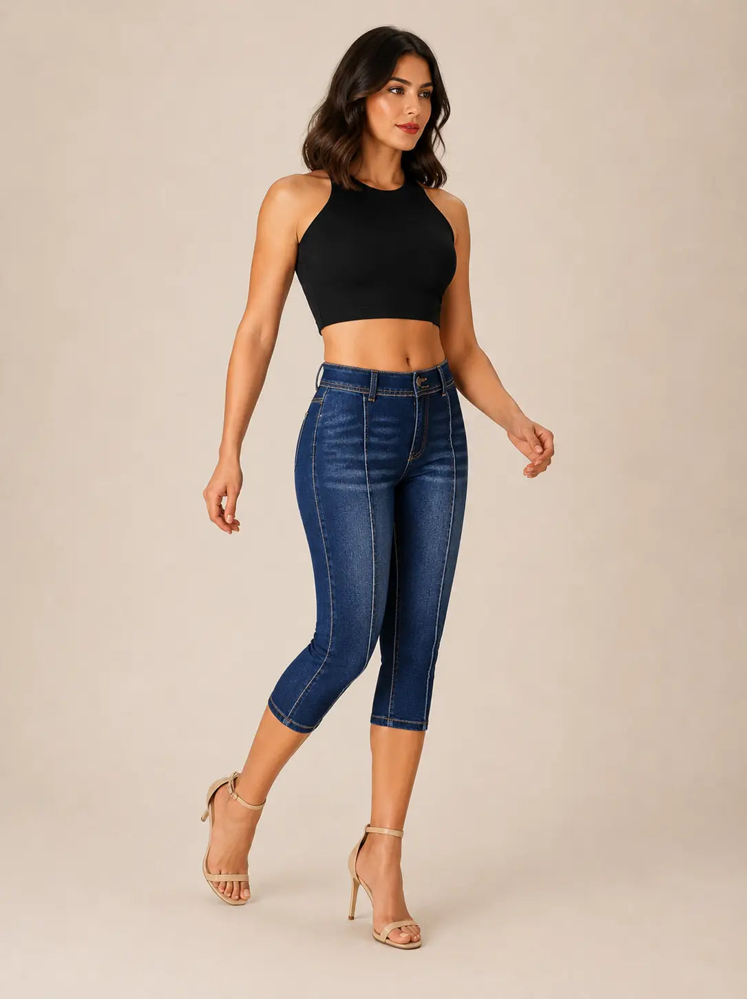 Flairé™ Mid Rise Skinny Capri Jeans – Stretchy Front Seam Denim Hypes Inventory