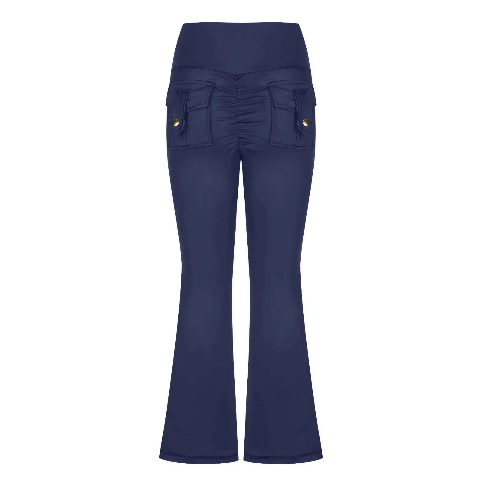 Flairé™ 30-inch high-waisted flare leggings with pockets, made for yoga and athleisure, featuring a fitted waistband and flared legs.
