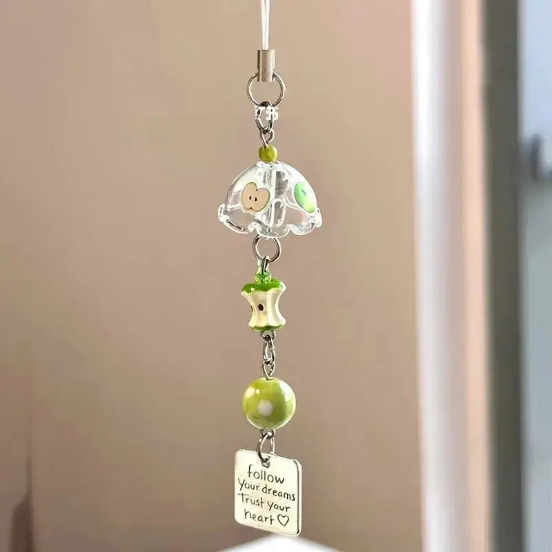 Cute Apple and Watermelon fruit keychain charm from Hypes Inventory, featuring colorful Y2K-style bag accessories for women.