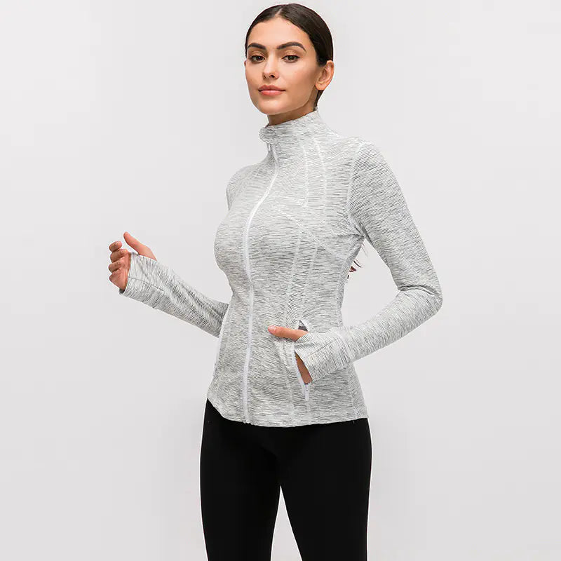 Women's Nylon Stretch Zip-Up Yoga Jacket for Fall/Winter