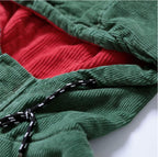 Unisex Oversized Corduroy Patchwork Jacket | Warm Retro Colorblock Coat for Autumn & Winter