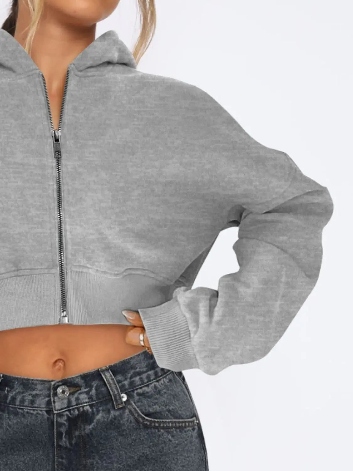 Hooded Cropped Jacket | Zip Up Long Sleeve Jacket Wild and Free Boutique