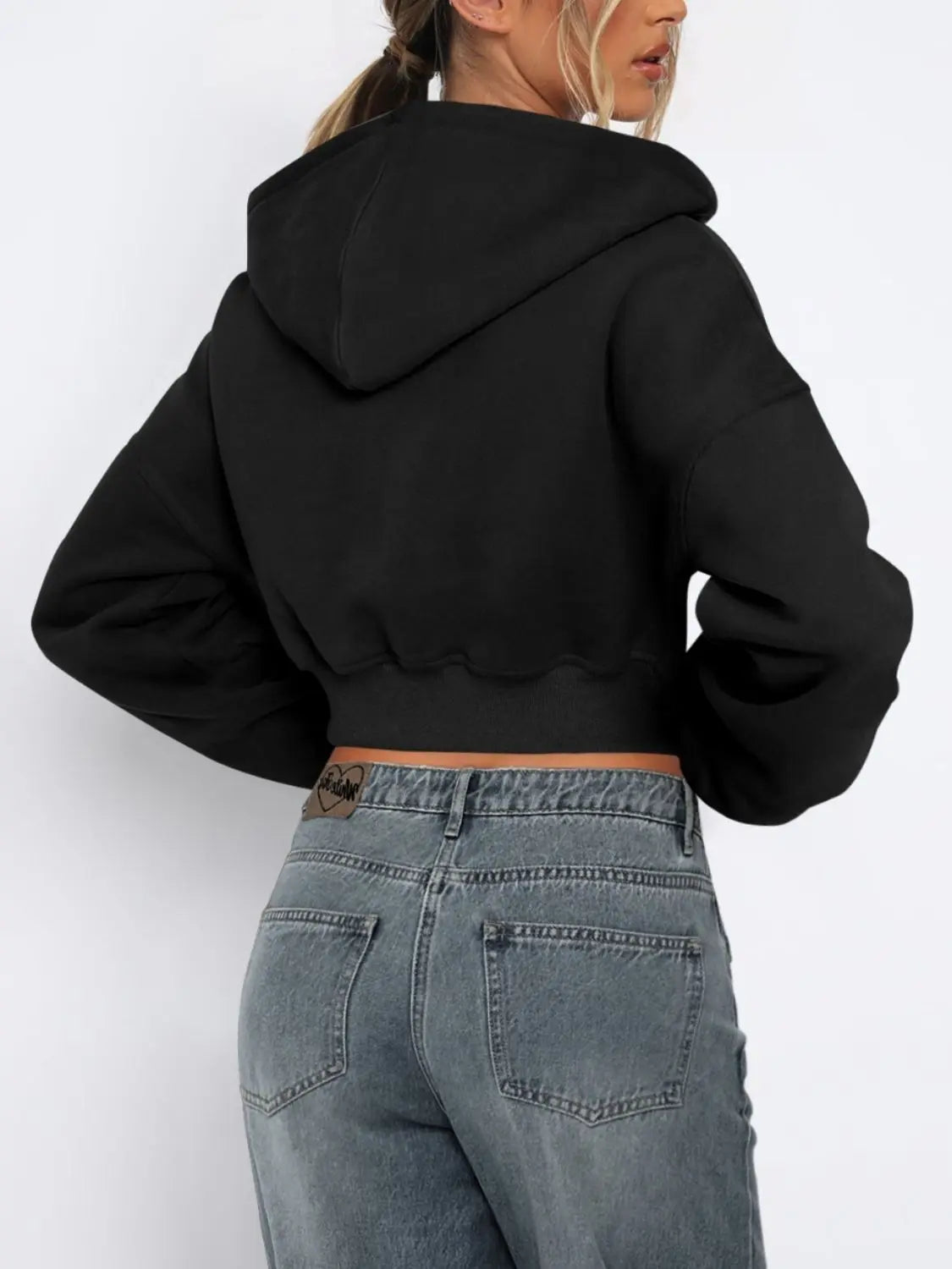 Hooded Cropped Jacket | Zip Up Long Sleeve Jacket Wild and Free Boutique