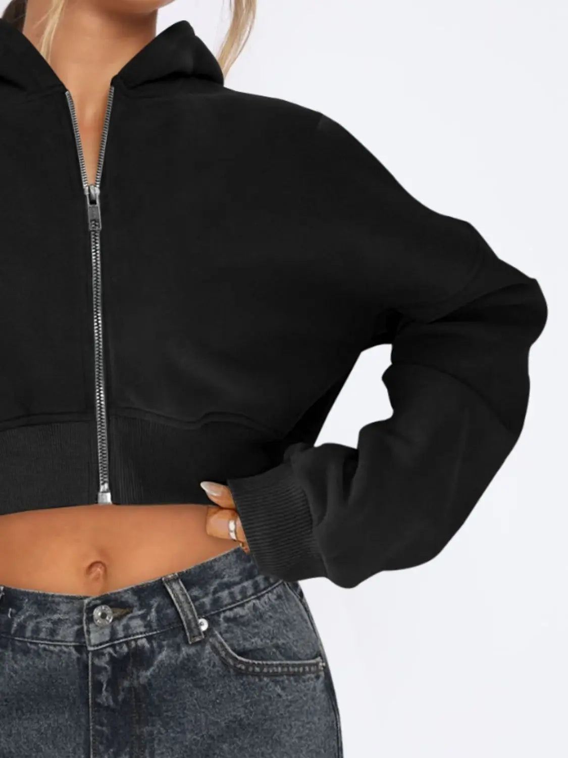 Hooded Cropped Jacket | Zip Up Long Sleeve Jacket Wild and Free Boutique