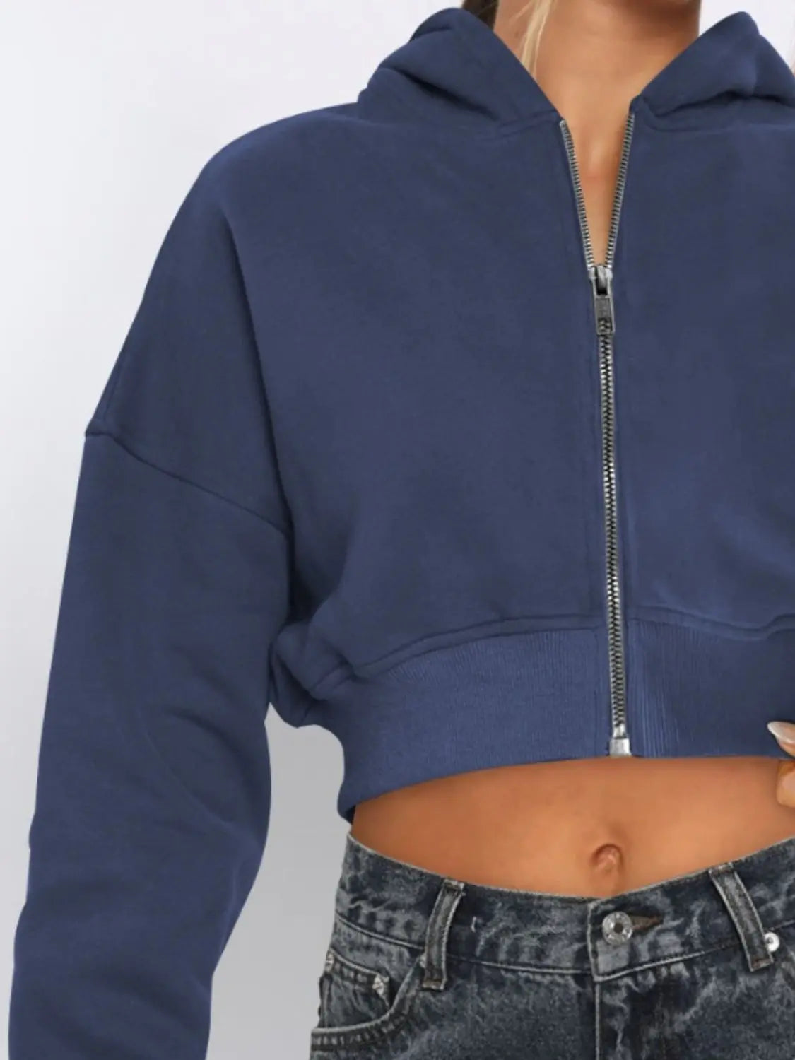 Hooded Cropped Jacket | Zip Up Long Sleeve Jacket Wild and Free Boutique