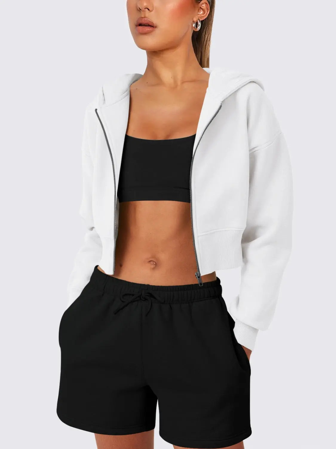 Hooded Cropped Jacket | Zip Up Long Sleeve Jacket Wild and Free Boutique