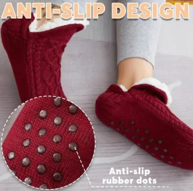 Winter Woolen Socks – Cozy Sherpa-Lined Anti-Slip Indoor Warm Socks for Women & Men