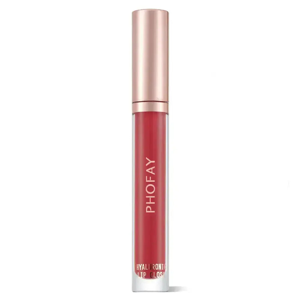 Hydrating PHOFAY Hyaluronic Lip Gloss by Hypes Inventory with glossy finish and smooth, shiny appearance on lips.