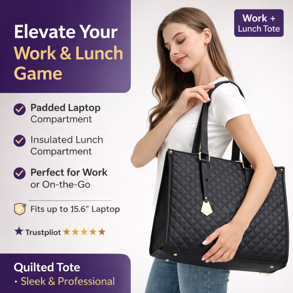 Insulated Lunch & Laptop Bag – Stylish 2-in-1 Work & Travel Tote