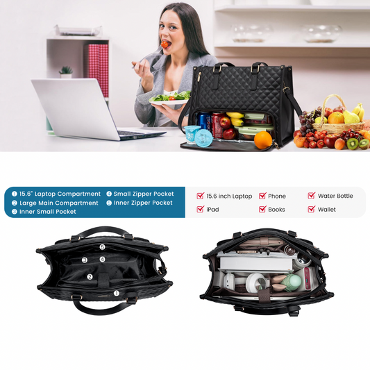 Insulated Lunch & Laptop Bag – Stylish 2-in-1 Work & Travel Tote