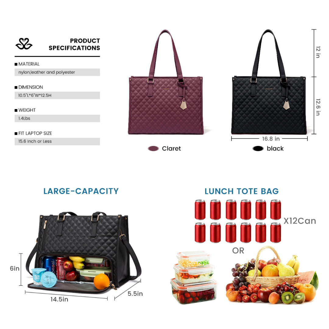 Insulated Lunch & Laptop Bag – Stylish 2-in-1 Work & Travel Tote
