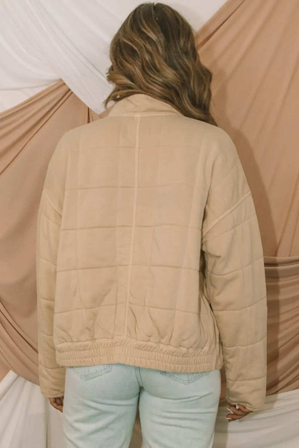 Khaki Zip-Up Pocket Quilted Jacket Wild and Free Boutique