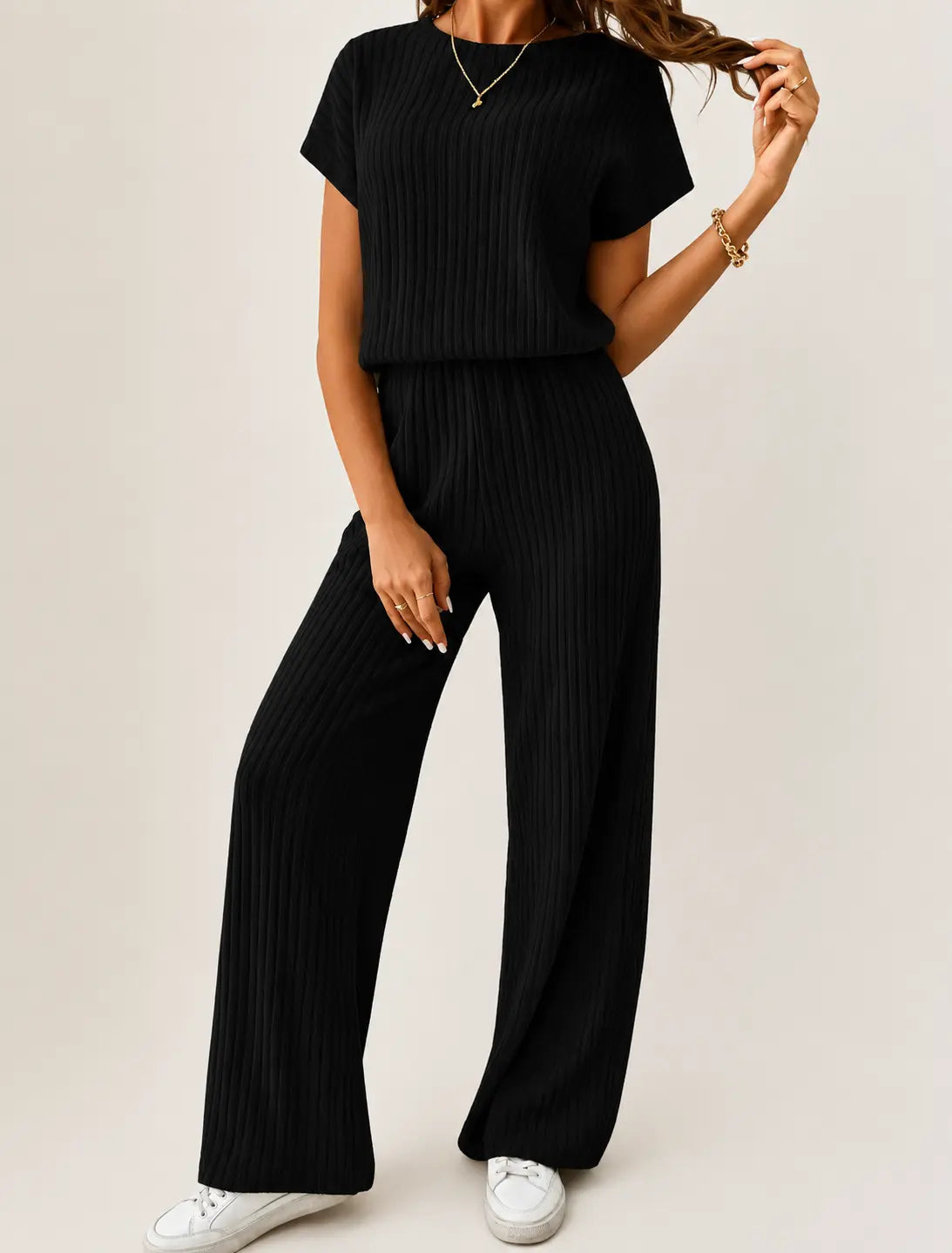 Black Cozy Knit Lounge Set