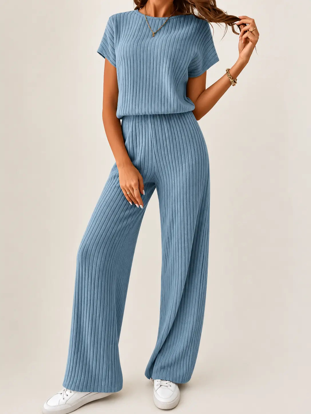 Sky Blue Cozy Knit Lounge Set