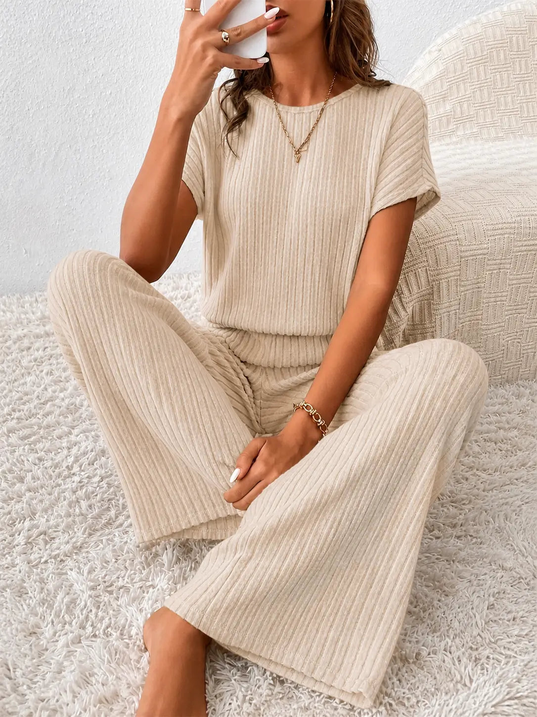 Soft Cozy Knit Lounge Set Outfit
