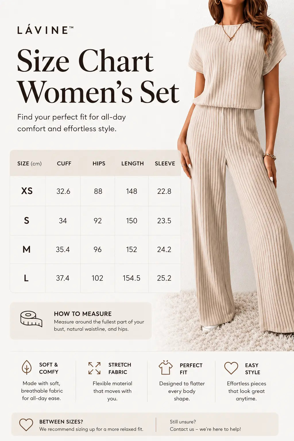 Cozy Knit Lounge Set Size Chart