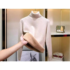 Velvet Turtleneck Sweater for Women | Warm Fleece Lined Autumn & Winter Top