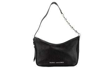 Small black leather Hobo Bag by Marc Jacobs, designer shoulder bag with slouchy style and minimalist design.