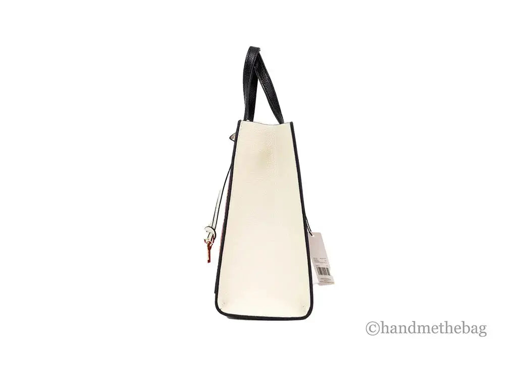 Marc Jacobs Grind Mini leather tote bag in pomegranate color block with crossbody strap, stylish and compact for everyday use.