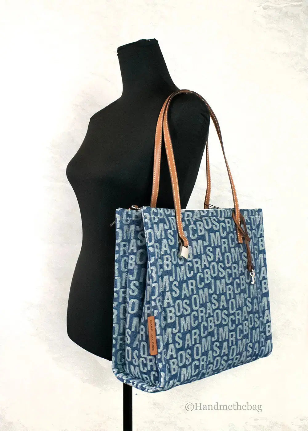 Marc Jacobs The Washed Monogram Denim Grind Canvas Tote Hypes Inventory