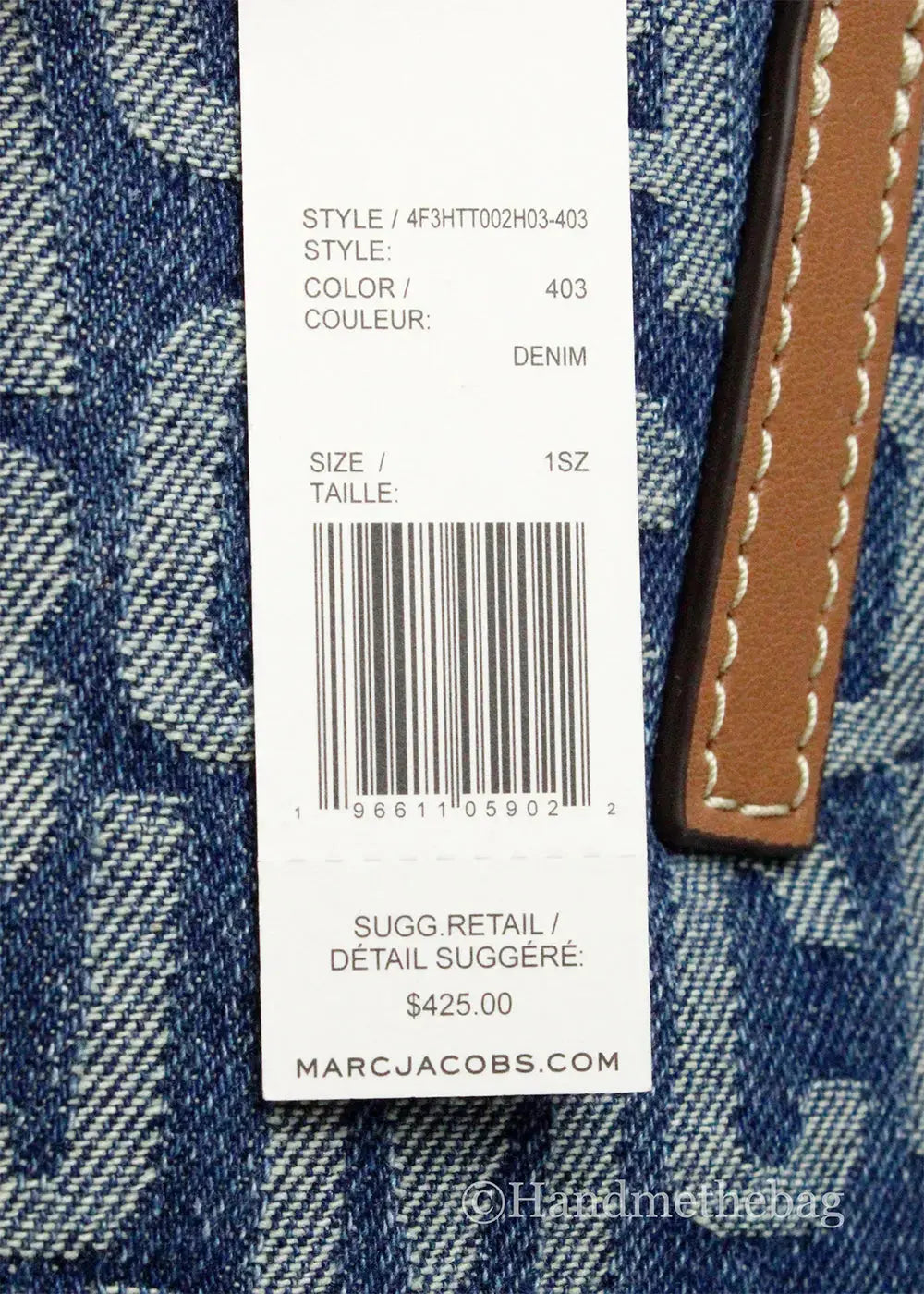 Marc Jacobs The Washed Monogram Denim Grind Canvas Tote Hypes Inventory