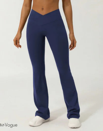 High-Waisted Crossover Flare Leggings (One Pair)