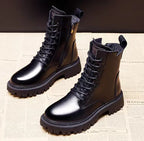 Delphine Black Leather Winter Boots (One Pair)
