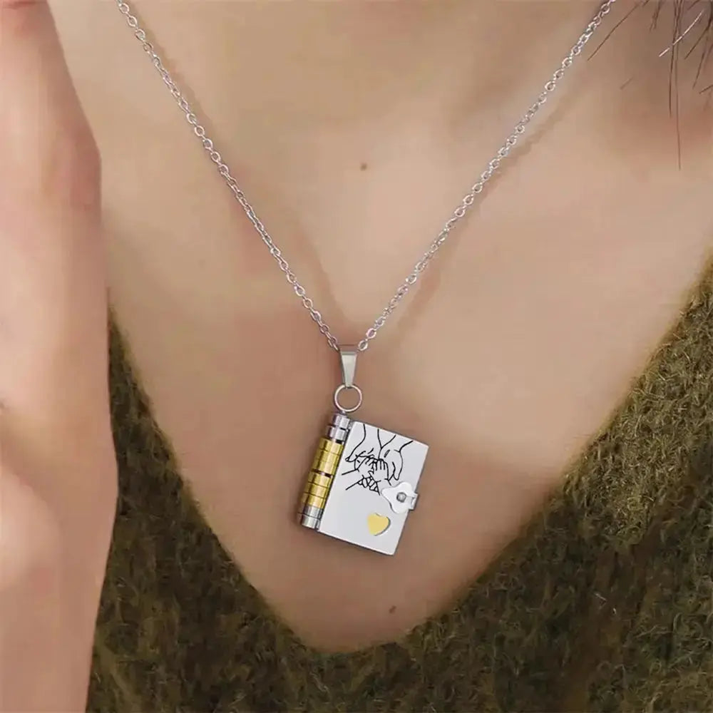 Hypes Inventory openable book locket necklace, a stylish graduation gift for daughter, son, or loved ones, featuring a detailed book design.