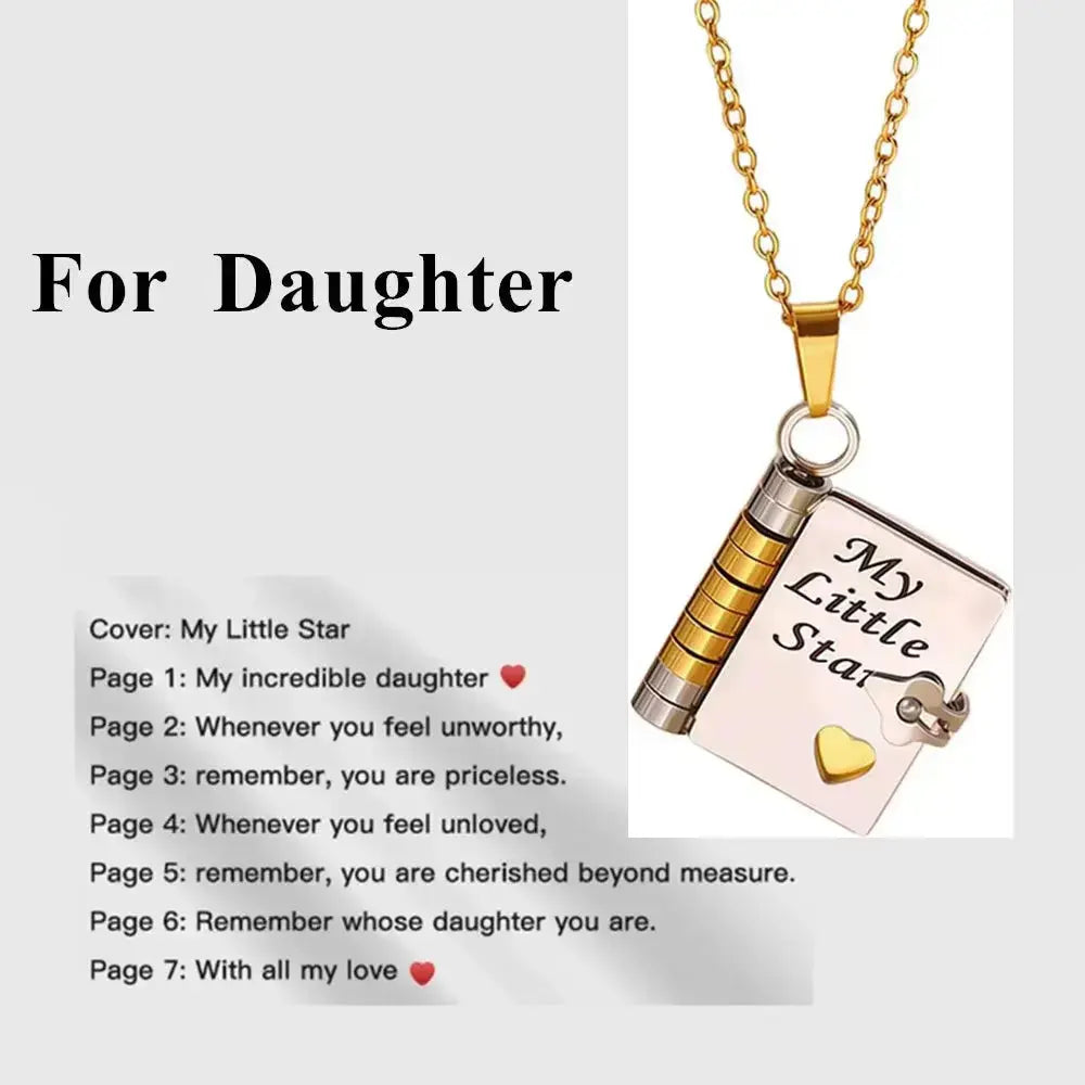 Hypes Inventory openable book locket necklace, a graduation gift for daughter, son, or loved ones, featuring a detailed book design.