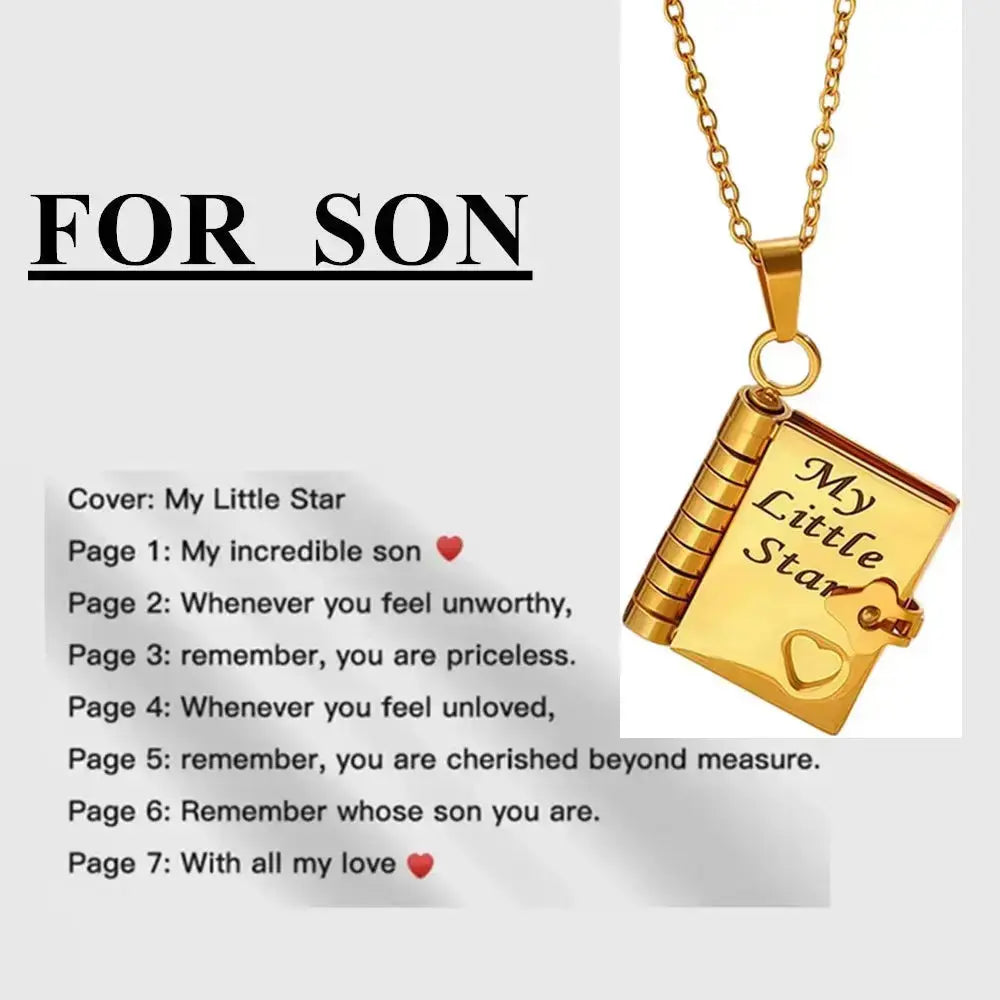 Hypes Inventory openable book locket necklace, a meaningful graduation gift for daughter or son, featuring a stylish, silver-tone design.