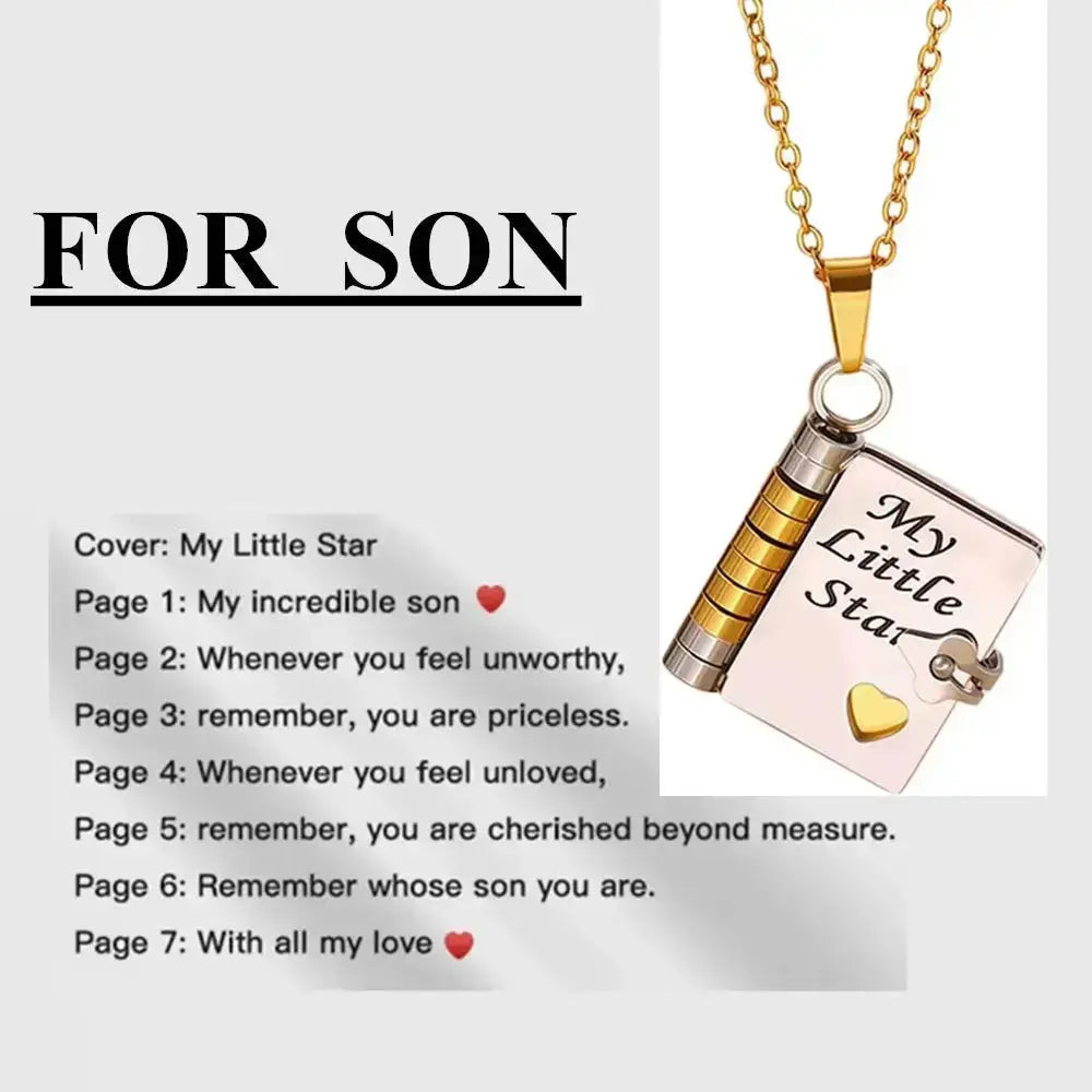 Hypes Inventory openable book locket necklace, a graduation gift for daughter, son, or loved ones, featuring a hinged book design.