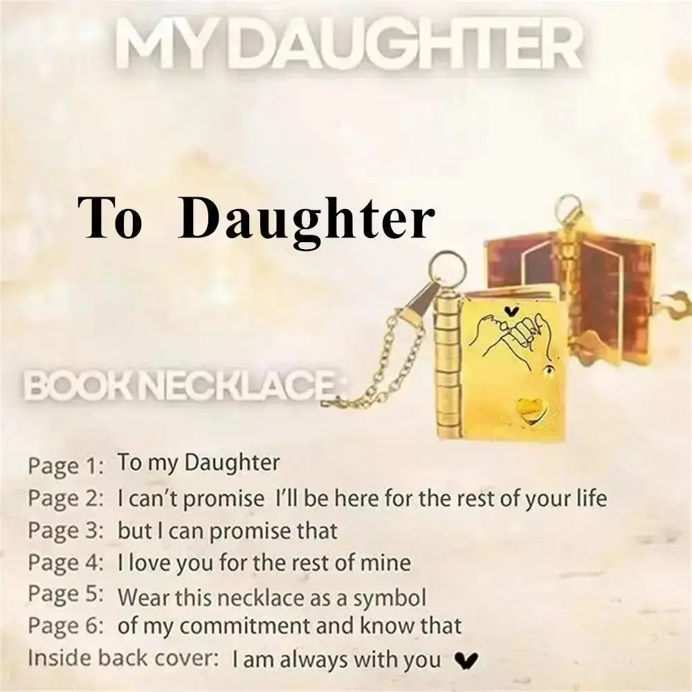 Hypes Inventory openable book locket necklace with engraved pages, ideal graduation gift for daughter, son, or loved ones.